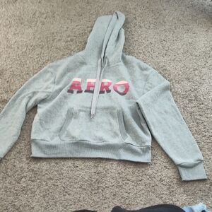 Aeropostale Light Gray Hoodie with Pink Logo